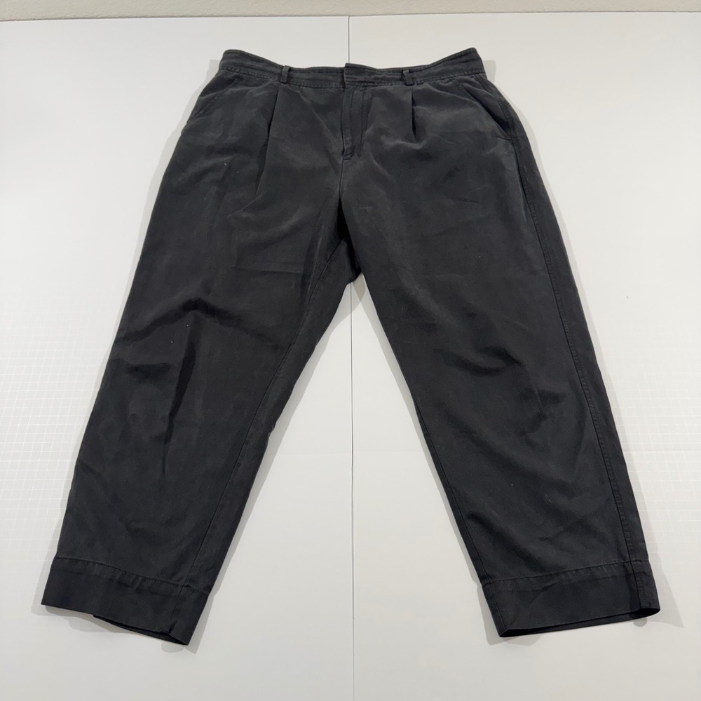 Everlane Pleated Chino Pants Womens 16 Black High Rise Straight Leg Trousers